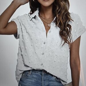 Stylish White Textured Women's Top M
